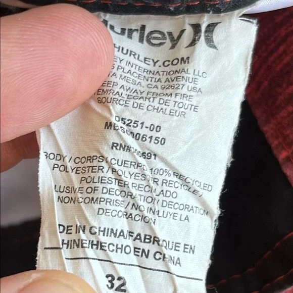 Hurley surf brand surfing board shorts mens 32, multicolored, back zip pocket - Picture 7 of 7